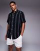 ADPT ADPT oversized short sleeve shirt in black stripes - 1