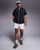 ADPT ADPT oversized short sleeve shirt in black stripes - 3