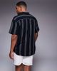 ADPT ADPT oversized short sleeve shirt in black stripes - 4