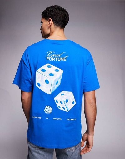 ADPT ADPT oversized t-shirt with dice back print in blue