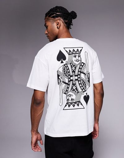 ADPT ADPT oversized t-shirt with king of hearts backprint in white