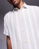 ADPT ADPT oversized textured shirt in cream stripe-White - 3
