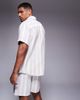 ADPT ADPT oversized textured shirt in cream stripe-White - 4