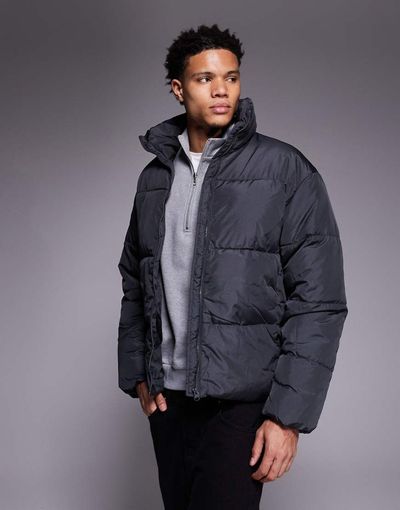 ADPT ADPT padded puffer jacket in dark gray