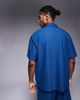 ADPT ADPT split neck texture polo shirt in denim blue - 4