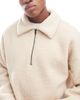ADPT ADPT teddy fleece collared half zip in cream-White - 2