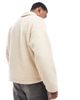 ADPT ADPT teddy fleece collared half zip in cream-White - 3