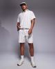 ADPT ADPT textured shorts in cream stripes-White - 3