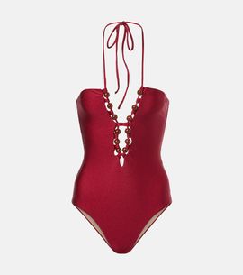Adriana Degreas Adriana Degreas Beaded halterneck swimsuit
