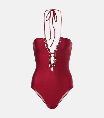 Adriana Degreas Adriana Degreas Beaded halterneck swimsuit