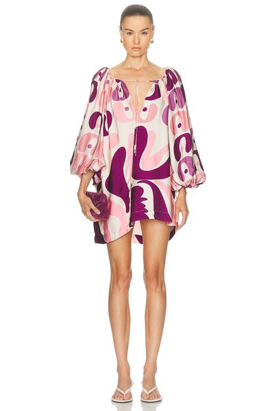 ADRIANA DEGREAS ADRIANA DEGREAS Bold Floral Puff Sleeve Mini Dress