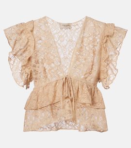 Adriana Degreas Adriana Degreas Ruffled lace crop top