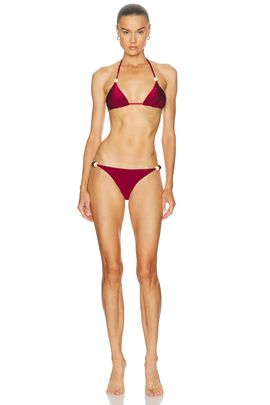 ADRIANA DEGREAS ADRIANA DEGREAS Solid Triangle Beaded Bikini Set