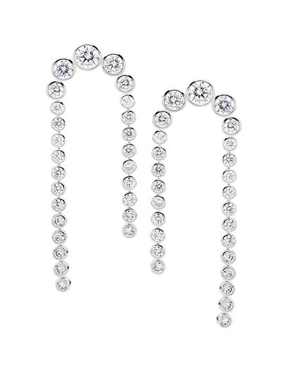 Adriana Orsini Women's Basel Rhodium-Plated & Cubic Zirconia Linear Double-Drop Earrings