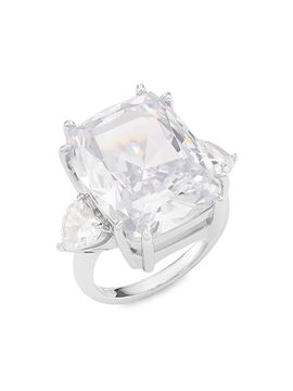 Adriana Orsini Women's Glitz Sterling Silver & Cubic Zirconia Three-Stone Ring