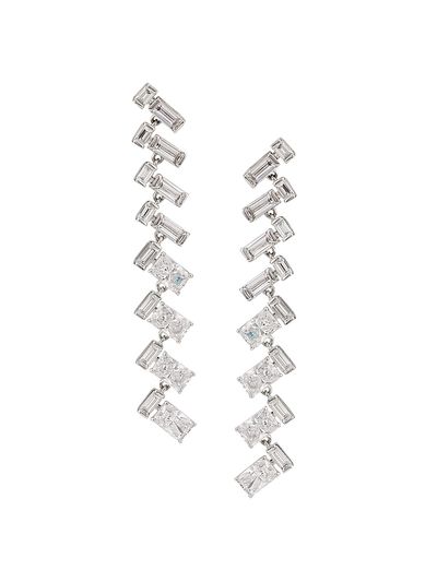 Adriana Orsini Women's Gwen Rhodium-Plated & Cubic Zirconia Herringbone Drop Earrings