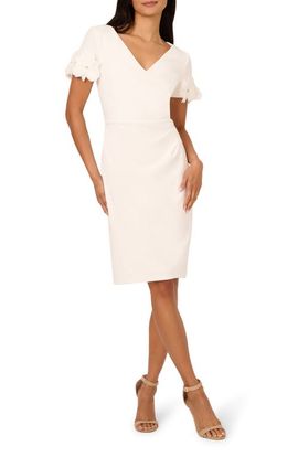 Adrianna Papell Adrianna Papell 3D Flower Cuff Crepe Faux Wrap Dress