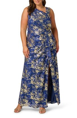 Adrianna Papell Adrianna Papell Asymmetric Neck Lace Gown