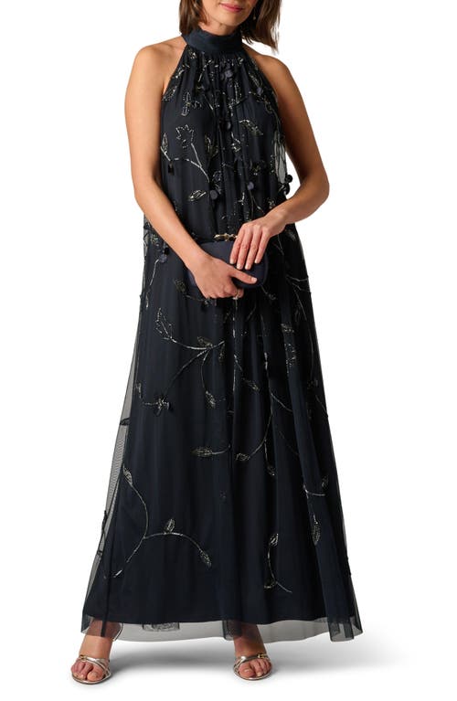 Adrianna Papell Adrianna Papell Beaded Floral Trapeze Gown