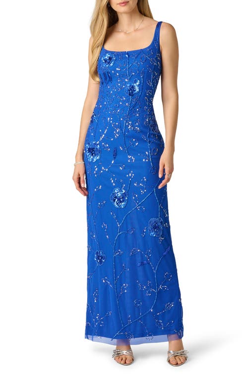 Adrianna Papell Adrianna Papell Beaded Mesh Column Gown
