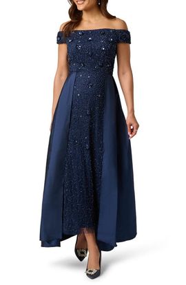 Adrianna Papell Adrianna Papell Beaded Overlay Taffeta Gown