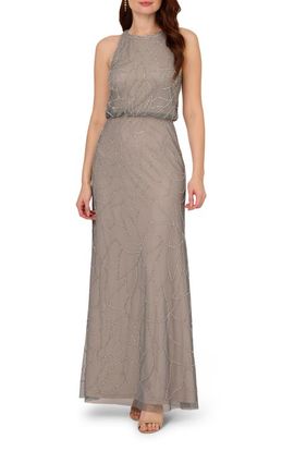 Adrianna Papell Adrianna Papell Beaded Sleeveless Blouson Gown