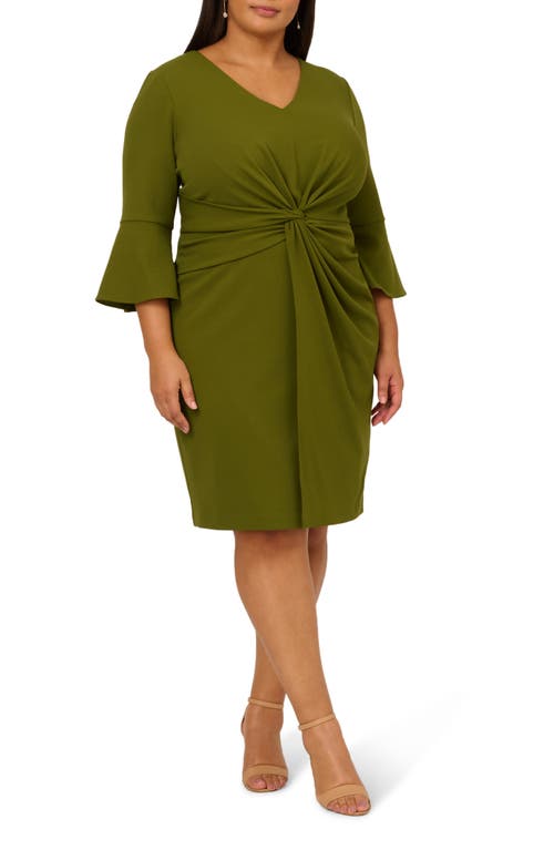 Adrianna Papell Adrianna Papell Bell Sleeve Twist Front Crepe Sheath Dress