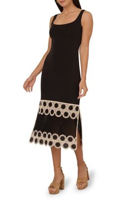 Adrianna Papell Adrianna Papell Crochet Detail Midi Sheath Dress