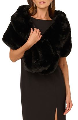 Adrianna Papell Adrianna Papell Crystal Faux Fur Wrap Capelet