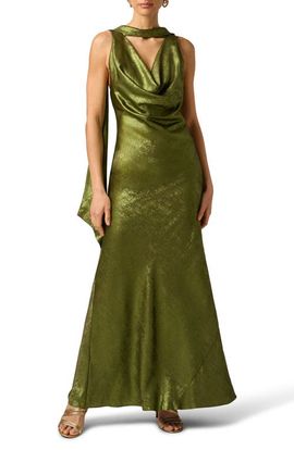 Adrianna Papell Adrianna Papell Drape Foil Chiffon Sleeveless Gown