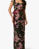 Adrianna Papell Adrianna Papell Embroidered Floral Column Gown with Ribbon Tie Belt - 1