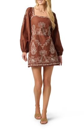Adrianna Papell Adrianna Papell Embroidered Long Sleeve Minidress