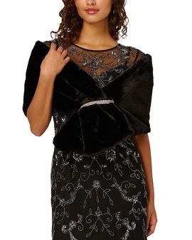 Adrianna Papell Adrianna Papell Faux Fur Shawl with Crystal Trim