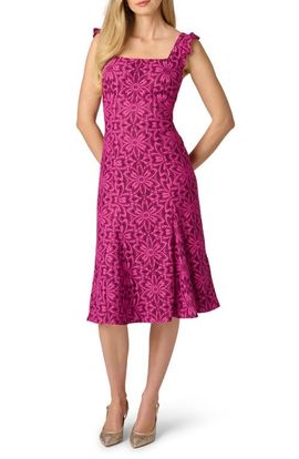 Adrianna Papell Adrianna Papell Floral Geometric Lace Midi Dress