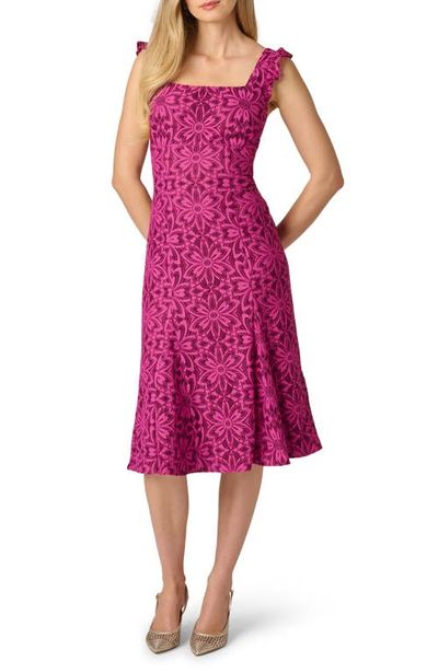 Adrianna Papell Adrianna Papell Floral Geometric Lace Midi Dress