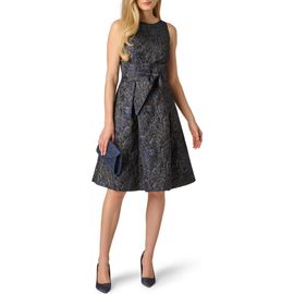 Adrianna Papell Adrianna Papell Floral Jacquard Sleeveless Tie Front Dress