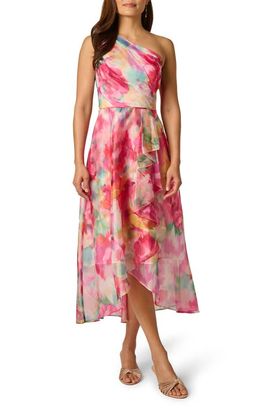 Adrianna Papell Adrianna Papell Floral Print One-Shoulder High/Low Cocktail Dress
