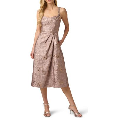 Adrianna Papell Adrianna Papell Metallic Jacquard Sleeveless Cocktail Dress