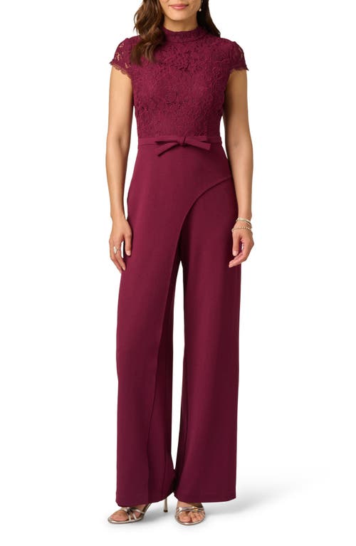 Adrianna Papell Adrianna Papell Mixed Media Lace & Crepe Jumpsuit