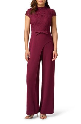 Adrianna Papell Adrianna Papell Mixed Media Lace & Crepe Jumpsuit