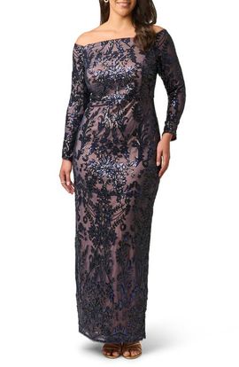 Adrianna Papell Adrianna Papell Off the Shoulder Sequin Gown