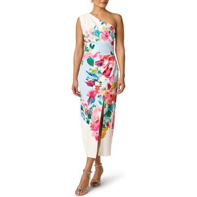 Adrianna Papell Adrianna Papell One-Shoulder Border Gown
