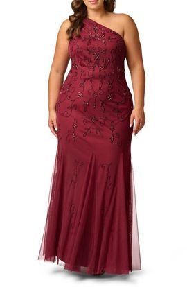 Adrianna Papell Adrianna Papell One Shoulder Beaded Gown