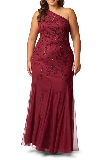Adrianna Papell Adrianna Papell One Shoulder Beaded Gown