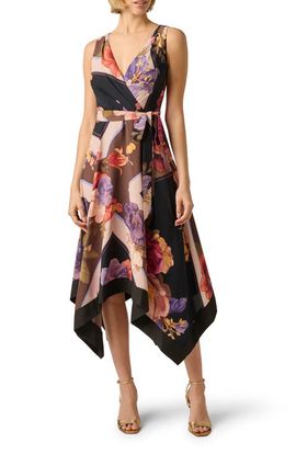 Adrianna Papell Adrianna Papell Print Handkerchief Midi Dress