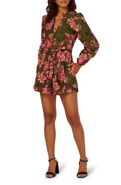 Adrianna Papell Adrianna Papell Print Tie Waist Romper