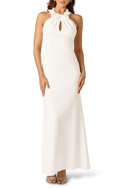 Adrianna Papell Adrianna Papell Rosette Halter Crepe Gown