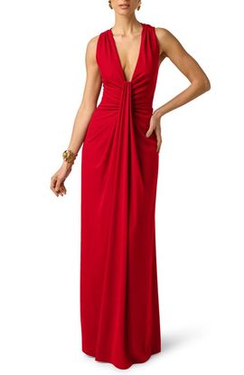 Adrianna Papell Adrianna Papell Ruched Drape Sleeveless Jersey Gown