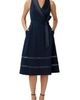 Adrianna Papell Adrianna Papell Satin Trim Crepe Midi Tuxedo Dress - 1
