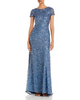 Adrianna Papell Adrianna Papell Sequined Cap Sleeve Gown